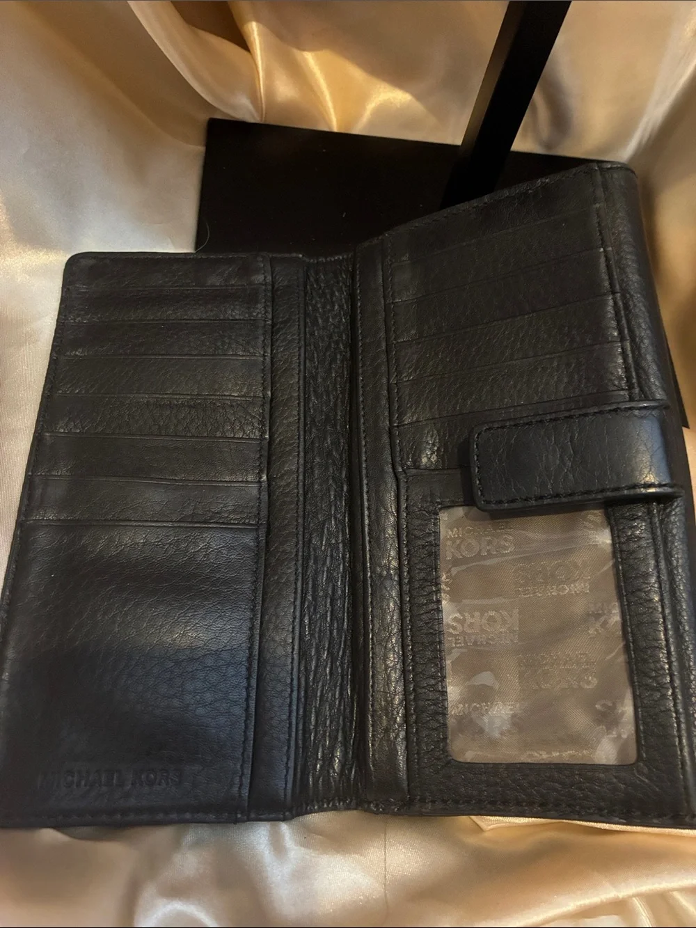 Michael Kors Black Leather Clutch with Silver Buckle - Picture 3 of 4